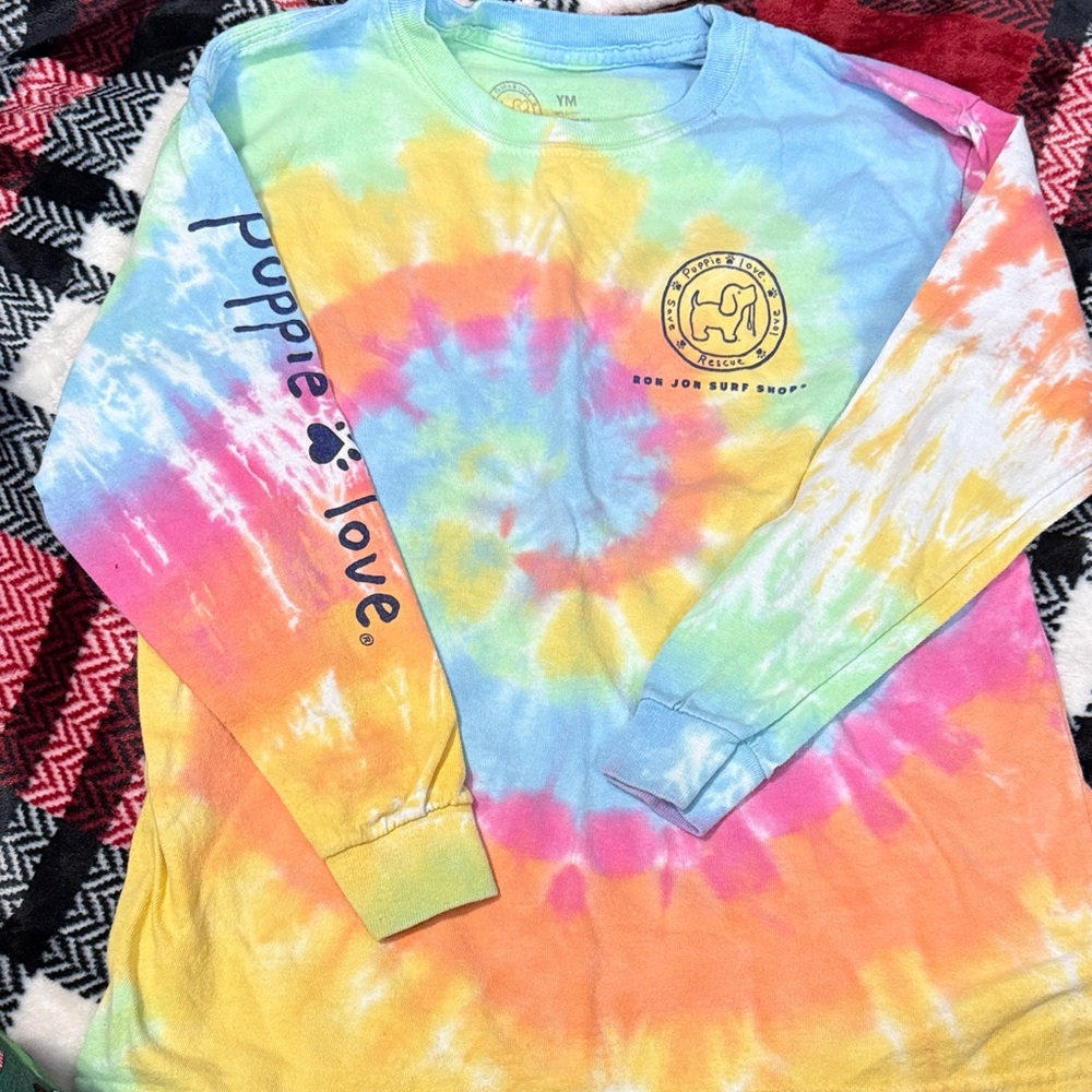 Puppie love Ron Jon Tie-Dye Long Sleeve Shirt for Kids
